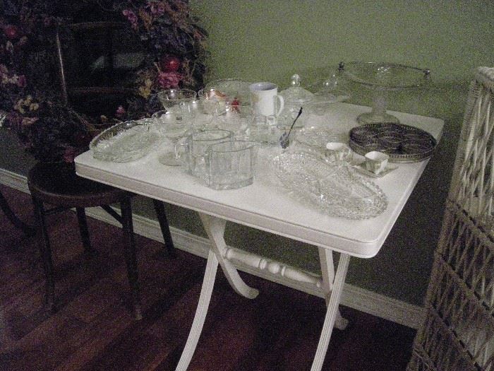 Folding table and glassware