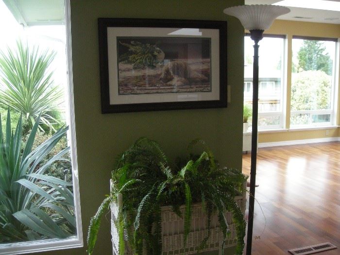 Wicker plant stand and fern