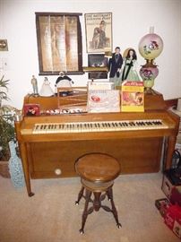 small piano / lots of music / several "Gone with the Wind "lamps