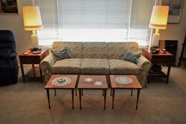 1950s Danish MidCentury small table, Side Tables, Lamps andThomasville Sofa