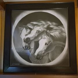 Artist E. Cieino 3 White Horses