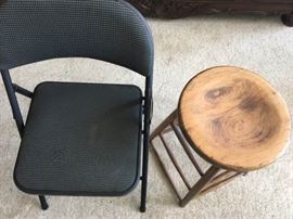 KFL016 Folding Chairs and Wooden Stool