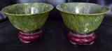 Matched Pair of Gorgeous Green Jade Bowls