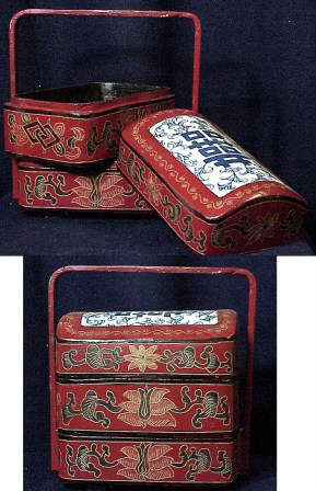 Hand Carved Chinese Laquerware Lunch Box