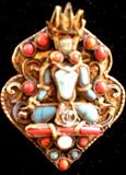 Beautiful Antique Chinese Jade & Coral Brooch, 1800's