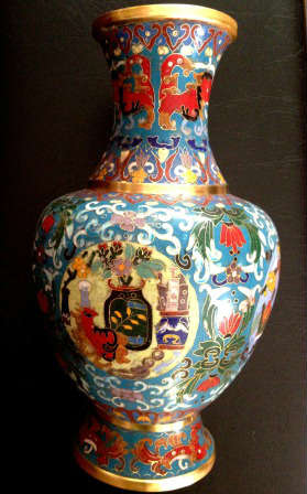 Exquisitely Hand Painted Asian Cloisonne Vessel