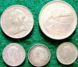 Lot of 5 Silver Antique European Coins, 1893-1941
