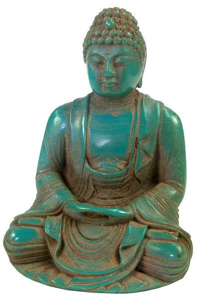 Authentic Carved Antique Turquoise Buddha w/COA