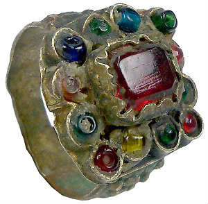 Antique Holy Land Jeweled Ring, 1800's