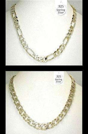 2 Solid .925 Sterling Silver 18" Chain Necklaces