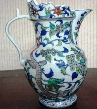 Very Rare Antique Hand Painted Water Pitcher