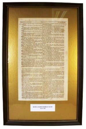 Original King James Bible Leaf. 1611