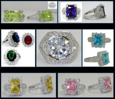 Glamorous Collection of 9 Australian Crystal Rings