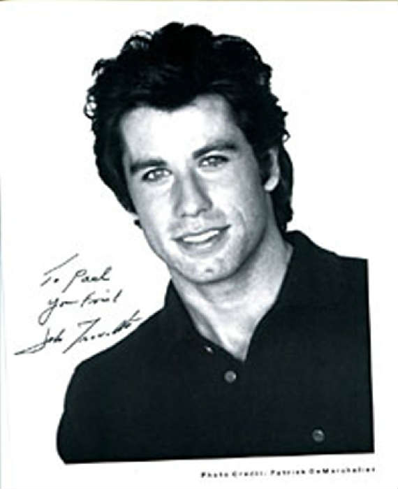 John Travolta Autographed B&W Photo wCOA