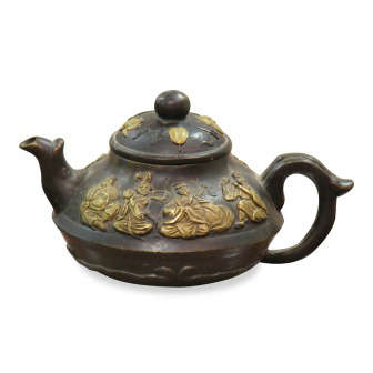 Intricately Hand Carved Bronze Chinese Teapot