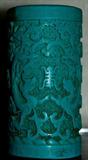 Old Chinese Turquoise Double Dragon Brush Pot