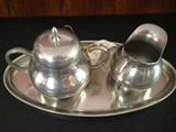 Antique Holland Kurz Tiel Pewter Sugar & Creamer Set