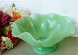 1930's Fenton Vintage Paneled Jadite Fluted Glass Bowl