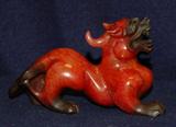 Unique Hand Carved Red Jade Dragon