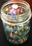Antique Mason Jar Full of Glass Marbles