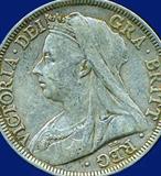1901 Veiled Head Queen Victoria Silver Half Crown Coin