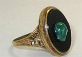 Unique Vintage Gold, Jade, and Onyx Ring