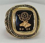 Vintage Mens Black Onyx Elks Club Ring