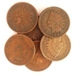 Lot of 6 Very Old Indian Head Pennies