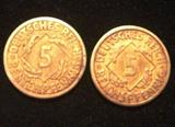 Collectible, Rare Set of 2 WWII German Reichspfeinig