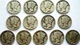 Lot of 13 Highly Collectible 90% Silver Mercury Dimes