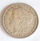 Rare Antique 1891 Morgan Silver Dollar