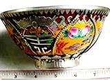 Gorgeous Dancing Lion Ceramic and Brass Bowl