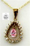 Gorgeous Sterling Silver 18K Gold Pink Ice Pendant