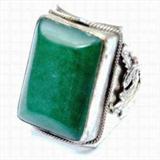 Imperial Green Jade Dragon Tibet Silver Ring