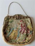 Vintage Petit Point Tapestry Purse with Jeweled Filigree Clasp