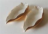 Pair of Leaf Dishes with 24K around edge