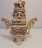 Hand Carved Asian Ivory Incense Burner