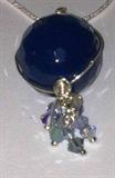 Brazillian Agate Faceted 54ctw Round with Swarovski Crystals 925 Silver