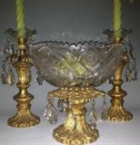 Gorgeous Vintage Hollywood Regency 3-piece Candle Stick, Fruit Bowl Set