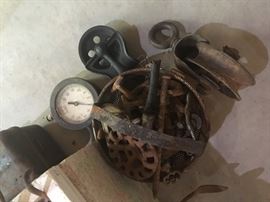 Vintage metal tools and parts.