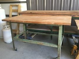 Vintage tables/islands on casters.