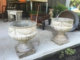 Vintage concrete urns