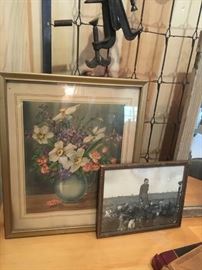 Vintage baby bed springs and vintage pictures