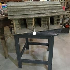 Vintage log cabin bird house - wired for lighting