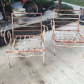 Vintage iron lawn chairs