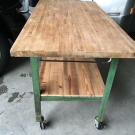 Vintage island on casters