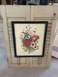 Second vintage floral picture and shutters.