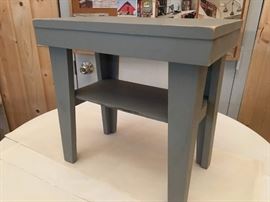 Second view of gray, chunky side table.