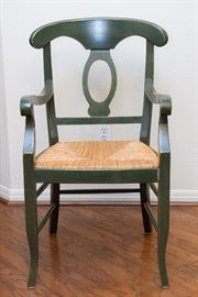 Forest Green Wood Side Chair w/Rush Seat:  $60.00