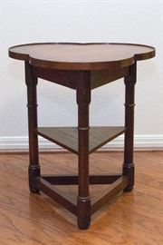 Trefoil Oak Antique Table.  (22"h x 20" dia.):  $90.00
